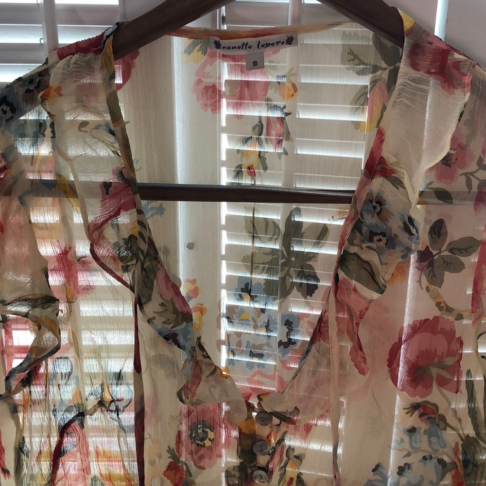 Nanette Lapore Sheer Floral Blouse - Picture 2 of 2